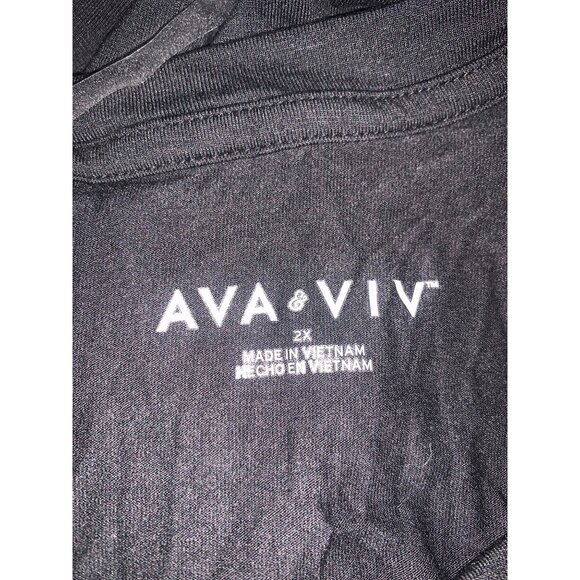 Ava & Viv Womens Black Short Sleeve Twist Front Tee Casual Top Plus Size 2X - Picture 6 of 10